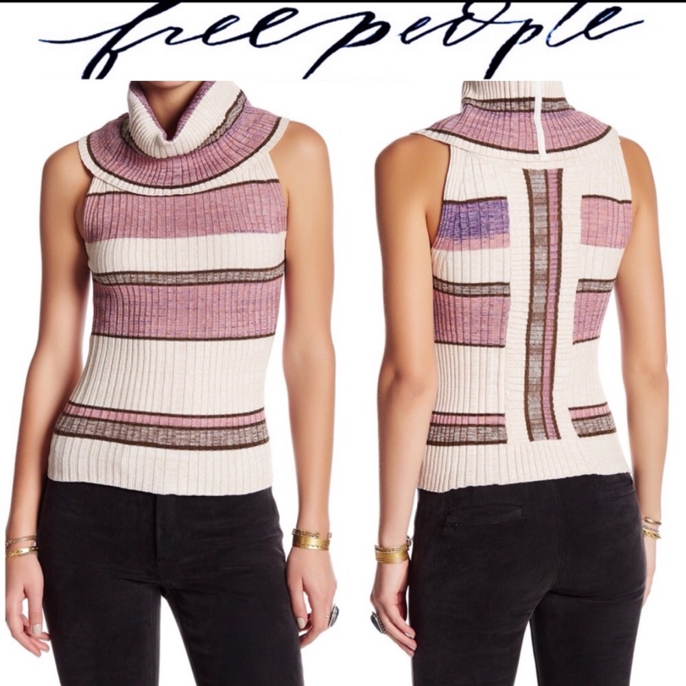 Free people Carly stripe cowl neck tank top S.P